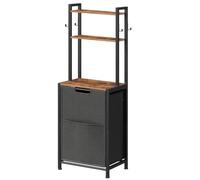 HOOBRO Laundry Hamper with Shelves and Pull-Out Removable Basket | Laundry Sorter with 4 Hooks & Adjustable Shelf, Oxford Fabric Basket for Bathroom, Laundry Room, Rustic Brown and Black