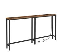 HOOBRO Narrow Console Table with Charging Station, 160 cm Behind Sofa Couch Table, Long Hallway Table, Slim Console Table for Hallway, Entryway,