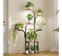 HOOBRO Plant Stand Indoor with Grow Lights, 7-Tier Plant Shelf, Open Plant Display Stand, 3/9/12 Hour Timer, Adjustable Brightness, for Living Room, Balcony, Rustic Brown and Black EBF09DHJ01