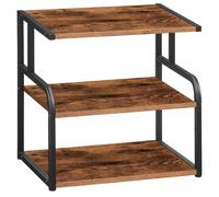 HOOBRO Printer Stand, 3-Tier Desktop Printer Table, Under Desk Printer Storage Office Organizer, Storage Rack with Adjustable Shelf, for Home Office, Living Room, Rustic Brown and Black EBF06PS01