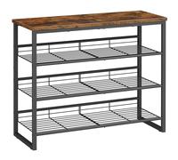 HOOBRO Shoe Rack, 4-Tier Shoe Organizer, Shoe Storage Shelves for 12-16 Pairs, Adjustable Metal Shelf, 75 x 29 x 59 cm, Industrial Shoe Rack for