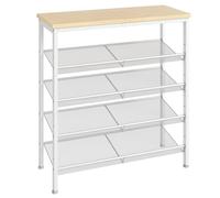 HOOBRO Shoe Rack, 5-Tier Shoe Organizer, Shoe Storage Rack for 16-20 Pairs, Adjustable Mesh Shelves, Shoe Storage Unit for Entryway, Metal Frame, Sturdy, Industrial, Natural and White EWN12XJ01