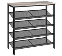 HOOBRO Shoe Rack, 5-Tier Shoe Organizer, Shoe Storage Rack for 16-20 Pairs, Adjustable Mesh Shelves, Shoe Storage Unit for Entryway, Metal Frame, Sturdy, Industrial, Greige and Black EBG12XJ01