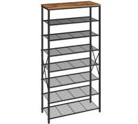 HOOBRO Shoe Rack Tall, 8-Tier Shoe Racks Storage, Large Capacity Shoe Organizer, Holds 28-32 Pairs of Shoes, Adjustable Metal Shelves, Rustic Brown