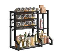 HOOBRO Spice Rack, 4-Tier Free Standing Spice Rack Organizer, Seasoning and Spice Jar Metal Storage Organizer, for Kitchen, Cupboard, Countertop, Black EBK48TL01