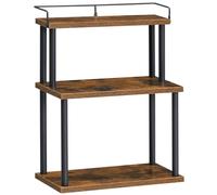 HOOBRO Spice Rack Free Standing, 3-Tier Kitchen Shelf Organiser, Counter Shelf, Kitchen Desktop Storage Organizer for Countertop, Office Desk, Living Room, Rustic Brown and Black EBF02TL01