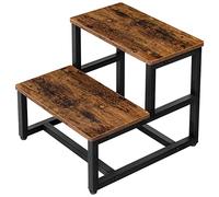 HOOBRO Step Stools for Kids, Step Stool for Toddler, Two Step Toddler's Stool, Wooden Step with Non-Slip Pads, for Sink, Bathroom, Kitchen, Bedroom, Sturdy and Stable, Rustic Brown and Black EBF12JD01