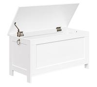 HOOBRO Storage Chest, Wooden Bench, Blanket Box, Large Storage Trunk with Lid, Toy Box Organizer, Modern Style, 76 x 40 x 48 cm, for Hallway, Bedroom, Living Room, White EWT75CW01G1