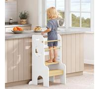 HOOBRO Toddler Tower, Adjustable Height Toddler Learning Tower, Kids Step Stool with Safety Rails and Non-Slip Foot Pads, for Kitchen Counter and Bathroom Sink, White and Natural EWN90JD01