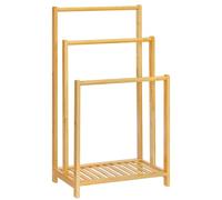 HOOBRO Towel Rack, Towel Rail Freestanding, Towel Stand for Bathroom, Drying Stand with 3-Tier Towel Rails and Storage Shelf, Bamboo, for Bath and Hand Towels, Natural EYL03LB01G1