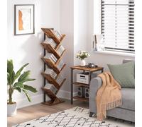 HOOBRO Tree Bookshelf Tall, 9-Tier Floor Standing Book Shelf, Tall Bookcase With Wooden Shelves For Cds Albums, Metal Frame,