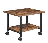 HOOBRO Under-Desk Printer Stand, 2-Tier Printer Cart with Storage Shelf, Printer Rack with Lockable Wheels, Metal Frame, Industrial Style in Office, Home, Copier, Scanner, Rustic Brown EBF02PS01G1