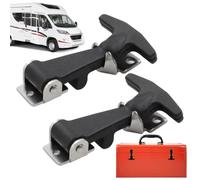 Hood Closure Inflexible Stainless Steel T Hanless Steel Brand Le Lock, Simple Assembly 2 Piece | Hood, Tool Box, Truck Lid, Drawer Protection, Security Bar for Outdoor Car