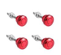 Hood Lock Catch 22mm Universal Car Hood Pin Kit Aluminum Push Button Bonnet Quick Release Latch Bumper License Plate Lock Clip Engine Hood Lock Latch(Red 4pcs)