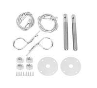 Hood Pin Plate Lock Kit | 4in Threaded Pin Secures Motor Hood | Car Modified Accessory for Racing / Off - Road | Carbon Steel Scratch - Proof Panels with 24in Lanyard