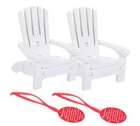 HOODANCOS 1:12 Scale Miniature Dollhouse Beach Chairs Set 2 Vintage Wooden Chairs with Christmas Tag for Holiday Decor and Dollhouse Accessories