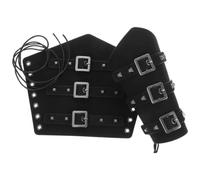 HOODANCOS 1 Pair Black Pu Wristband Wide Comfortable Medieval Style Arm Guards for Birthday Cosplay Accessory Suitable for Movie Actors and Role Play