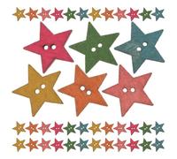 HOODANCOS 100pcs 25mm Wooden Star Buttons Two Holes Vintage Decorative Star Shape Fasteners for Sewing Crafts Clothing DIY Scrapbooking and Christmas Decorations