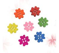 HOODANCOS 100pcs DIY Wooden Buttons for Sewing and Crafts with Unique Four-Leaf Flower Pattern, Two Holes, Made of Wood, for Knitting and Scrapbook Crafts, Creative Decorative Buttons