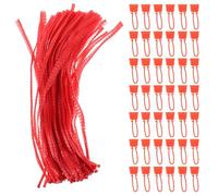 HOODANCOS 100Pcs Reusable Mesh Produce Bags with Net Closures Red Thickened Nylon Woven Storage Sacks for Potatoes Fruits Vegetables Grocery Shopping and Kitchen Use