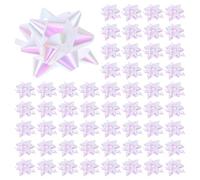 HOODANCOS 100pcs White Star Pull Bows 5cm Wrap Bows Decorative Curling Ribbon for Wedding Car, Party Favors, Present Packaging and Event Decorations