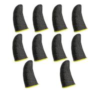 HOODANCOS 10pcs Black Yellow Edge Gaming Finger Sleeves Anti-sweat Silver Fiber Thumb Covers for Mobile Touchscreen Phone Game Protection
