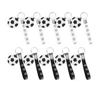 HOODANCOS 10pcs Football Silicone Keychains, Sport Key Rings for Backpacks and School Bags, Party Bag Decorations with White and Black Mini Soccer Ball Pendants
