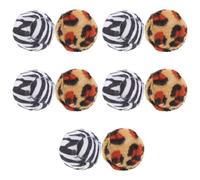 HOODANCOS 10pcs Leopard Print Plush Cat Indoor Interactive Kitten Play Balls Pet Chewing Training for Boredom Relief Random Color