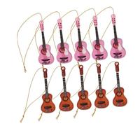 HOODANCOS 10pcs Miniature Christmas Guitar Ornaments DIY Tiny Musical Instruments Decorations for Xmas Tree Material Realistic Detail Lightweight and Space-saving Holiday Craft Accessories