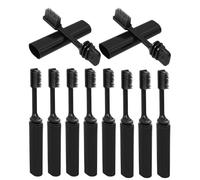 HOODANCOS 10pcs Portable Foldable Toothbrush Set Soft Bristles, Compact Collapsible Toothbrushes in Black Storage Case for Travel, Business Trips, Camping, and School Use