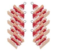HOODANCOS 10pcs Resin Strawberry Charm Pendant with Realistic Multilayer Appearance, Cute Strawberry Cake Keychain DIY Accessory for Craft and Jewellery Making