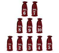 HOODANCOS 10pcs Wine Bag Set Wine Storage Bags 1 to 10 Numbers Jute Material Elegant Creative Design for Christmas Events