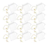 HOODANCOS 12 Sets Mini Rosary Baptism Bracelets with Pearl Cross Beaded Wristbands for Christian Religious, 7x9cm White and Imitation Gold Crucifix Bracelets for Baptism and Holy Communion