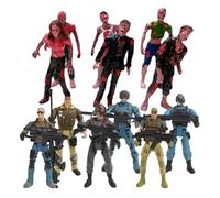 HOODANCOS 12Pcs Action Figures Set 10Cm Articulated Special Forces Counter-Terrorism Soldiers and 9.6Cm Mini Zombie Models with Random Accessories for Tactical Play