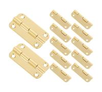 HOODANCOS 12pcs Antique Small Iron Hinges with Rounded Corner Protection and Four-Hole Vertical Structure, Golden Finish, 3.5x1.8cm for Cabinet Doors and Bookcases, for Residential