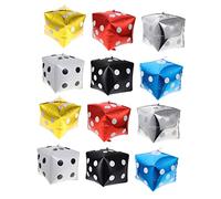 HOODANCOS 12pcs Cube Dice Foil Balloons for Game Night Decor Vegas Theme Party Supplies Reusable Self Sealing Aluminum Balloons Gold Silver Black White Red Blue for Birthday and Shower Wall
