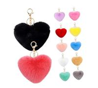 HOODANCOS 12Pcs Cute Heart Pompom Keychains Fluffy Pendant Keyrings for Backpacks Soft Heart Shaped Hanging Accessories Stylish Decor for Women for Friends and Family