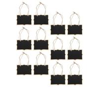 HOODANCOS 12pcs DIY Writing Hanging Boards Mini Blackboards Tombstone Shape Wooden Reusable Easy to Clean Black Hanging Message Board for Memos and Signage