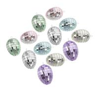 HOODANCOS 12pcs Easter Hanging Glass Eggs Ornaments, Foam Filled Decorative Mosaic Egg Decorations for Spring Party and Home, Multi-color Easter Tree Decorations 4x6cm