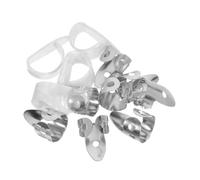 HOODANCOS 12pcs Guitar Thumb and Finger Picks Set Metal Silver and White Celluloid Plectrums with Ventilated Design Comfortable Finger Guards for Acoustic Electric Guitar Banjo Ukulele