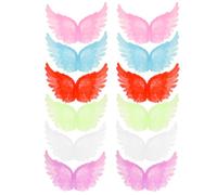 HOODANCOS 12pcs Luminous Angel Wing Patches 10cm Semi- Wings for DIY Party Decorations Garment Accessories and Christmas Tree Craft Embellishments Random Color