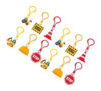 HOODANCOS 12pcs Mini Construction Engineering Keychains Plastic Car Fob Keyrings for Party Favors Building Theme Key Rings Bulk Set for