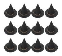 HOODANCOS 12Pcs Miniature Witch Hats for Dolls Small DIY Halloween Party Decor Tiny Witch Hat Ornaments for Dollhouses and Cake Decorations