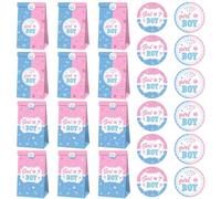 HOODANCOS 12pcs Party Bag Party Label Sticker Paper Bag Self-adhesive Paper Decals Assorted Color 7.78x4.68x3.07inch Gender Reveal
