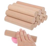 HOODANCOS 12pcs Rustic Beech Wood Dowels Round Craft Rods for DIY Projects Ergonomic Grip Unfinished Hardwood Sticks for Carving Painting Macrame Rhythm Instruments