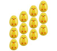 HOODANCOS 12pcs Yellow Plastic Easter Egg with Chick Design, Decorative Opening Eggs for Easter Party Favour, Suitable for Shop or Party Use