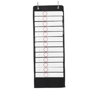HOODANCOS 14-pocket Black Oxford Fabric Classroom Pocket Chart Pet Window, Educational Daily Schedule Organizer Dry Erase Cards for Preschool and School Supplies