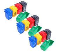 HOODANCOS 15pcs Mini Recycling Bins for Dollhouse Decor Trash Can Toy Plastic Material Desktop Trash Bin for Boys and Girls Garbage Sorting and Miniature Toys Collection