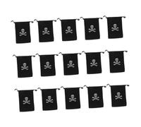 HOODANCOS 15pcs Pirate Drawstring Bags Skull Pattern Candy Loot Coin Storage Pouches Halloween Pirate Party Favor Bags Polyester for Treats Small Item Organization