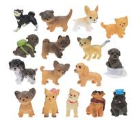 HOODANCOS 16pcs Mini Dog Figurines Resin Desktop Ornaments Decorative Puppy Models Creative Adorable Collectible Figurines for Bedroom or Store Decoration